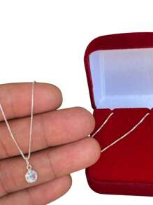 WOMEN'S VENETIAN NECKLACE CHAIN 45CM AND 6MM LIGHT POINT PENDANT IN PURE 925 ITALIAN SILVER