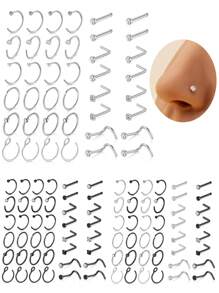 40 件女士鼻环首饰套装 - 18G 不锈钢环和耳钉，L 形螺丝，弯曲杆 - 优雅的哥特式风格，非常适合日常佩戴和特殊场合 - 彩色 - 查看 9