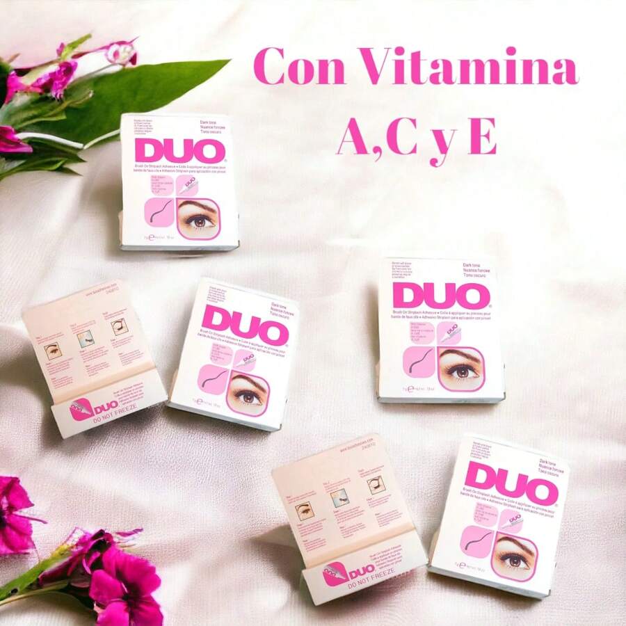 6 Pzs de Pegamento DUO Profesional color negro. Adhesivo para pestañas .Suministro de pegamento color negro a prueba de agua y adicionado con Vitaminas A, C y E . - Negro - Ver 1