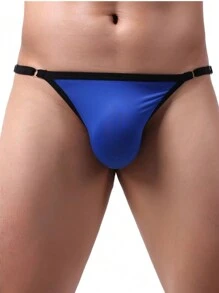 Men's Jockstrap Thong Underwear Lined Side Adjustment Thong - Xanh đậm - Xem 2