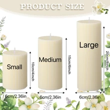 1 件（大号：20x7cm / 7.87x2.76 英寸）（中号：15x7cm / 5.91x2.76 英寸）（小号：10x7cm / 3.94x2.76 英寸）手工制作的优雅白色香薰大豆蜡圆柱形罗纹蜡烛。非常适合书房、浴室、书桌或房间装饰。亮起或熄灭时都令人惊艳，非常适合冬季、节日和节假日。是送给闺蜜和女性的理想生日、乔迁礼物或纪念品。高级蜡烛套装的必备单品，提供香薰和家居装饰魅力。 - 彩色 - 查看 10