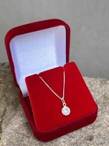 WOMEN'S VENETIAN NECKLACE CHAIN 45CM AND 6MM LIGHT POINT PENDANT IN PURE 925 ITALIAN SILVER