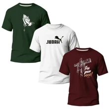Kit 3 Printed T-Shirts LION OF ''JUDAH'' Men's Shirt 100% Cotton Unisex