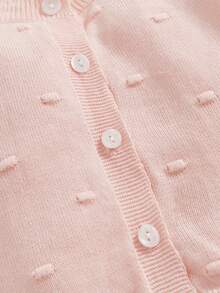 Suéter de punto de otoño para niñas, cárdigan de manga larga de color liso con botones, abrigo de punto - Rosa - Ver 4