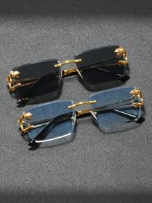 Ochelari de soare 1 buc pentru bărbați, fără ramă, retro, de înaltă calitate, versatil, stil stradal, pentru vacanță de vară la plajă, în aer liber, călătorii, înapoi la școală, aspect preppy la modă