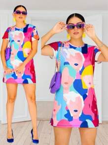 Short Cotton Dress With Print