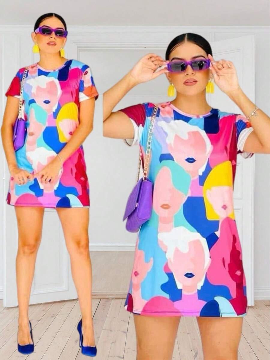 Short Cotton Dress With Print