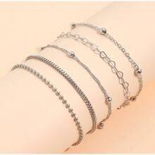 5-Piece Silver Bracelet Kit For Women With Delicate Heart - 銀色 - 查看 3