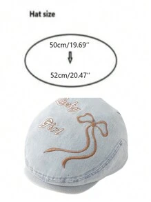 1 件儿童蝴蝶结装饰英式牛仔贝雷帽，适合春夏季、户外和度假穿着，适合所有季节 - 蝴蝶結 - 查看 3