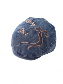 1 件儿童蝴蝶结装饰英式牛仔贝雷帽，适合春夏季、户外和度假穿着，适合所有季节 - 蝴蝶結 - 查看 5