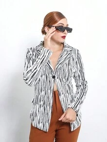 blazer de dama, saco blanco de mujer , saco formal - Blanco y Negro - Ver 2