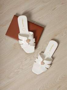 Paquete de dos pares de sandalia plana para dama, punta abierta, perfectas para cualquier ocasión. - Negro - Ver 7