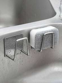 1/2/4pcs Stainless Steel Sponge Holder For Kitchen Sink,Scrub Holder For Kitchen Sink Sponge Holder Dish Scrubber Holder Kitchen Sponge Holder For Sink,Adhesive Sponge Hooks For Bedroom Bathroom Restroom