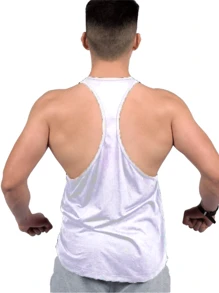 Kit Of 3 Men's 100% Cotton American Style Low-Cut Tank Tops For Training