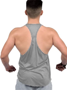 Kit Of 3 Men's 100% Cotton American Style Low-Cut Tank Tops For Training