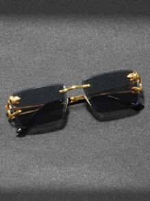 Ochelari de soare 1 buc pentru bărbați, fără ramă, retro, de înaltă calitate, versatil, stil stradal, pentru vacanță de vară la plajă, în aer liber, călătorii, înapoi la școală, aspect preppy la modă