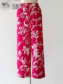 Wide-Leg Pants In Dune Fabric With Stretch Floral Print - 紫色 - 查看 1