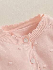 Suéter de punto de otoño para niñas, cárdigan de manga larga de color liso con botones, abrigo de punto - Rosa - Ver 5