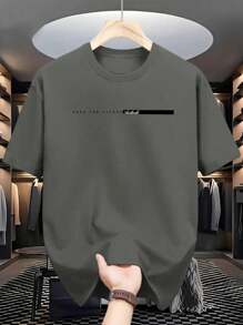 Men's T-Shirt With Face The Future Print 100% Cotton Round Neck Exclusive Line Immediate Shipping - 灰色 - 查看 1