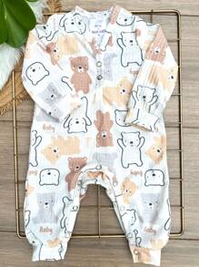 Ribbed Baby Romper With Teddy Bears - Nhiều màu - Xem 1