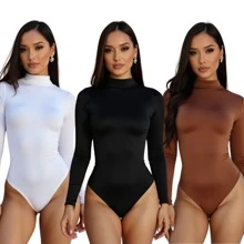 KIT 3 BODY SUPLEX LONG SLEEVE HIGH NECK CACHARREL SECOND SKIN - BLACK WHITE BROWN - View 1