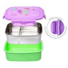 Children's Bento Box Stainless Steel Lunch Box With Buba Zoo Divider 600ml - Màu tím - Xem 3