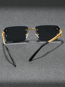 Ochelari de soare 1 buc pentru bărbați, fără ramă, retro, de înaltă calitate, versatil, stil stradal, pentru vacanță de vară la plajă, în aer liber, călătorii, înapoi la școală, aspect preppy la modă