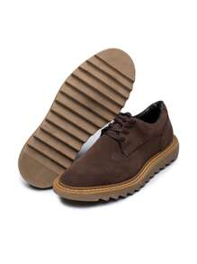 Nicolau Men's Comfortable Oxford Dress Shoe Formal Brogue - Amber Coffee - View 3