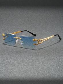 Ochelari de soare 1 buc pentru bărbați, fără ramă, retro, de înaltă calitate, versatil, stil stradal, pentru vacanță de vară la plajă, în aer liber, călătorii, înapoi la școală, aspect preppy la modă