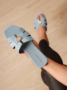 Sandalias planas para mujer, punta abierta, adecuadas para cualquier ocasión.