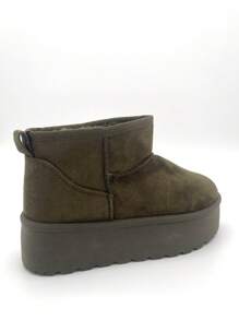 2024 Autumn/Winter New Women Snow Boots Slip-On Slippers, Thick Platform, Dual-Use Cotton Padded Shoes For Outdoor Wear - Army Green - View 7