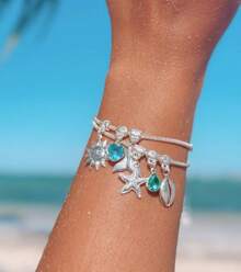 Amulet Bracelet With Beach Pendants, Semi-Jewelry In 925 Silver - 銀色 - 查看 3