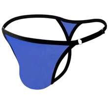Men's Jockstrap Thong Underwear Lined Side Adjustment Thong - Xanh đậm - Xem 3