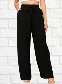 Kit 2 Duna Women's Tie-Up Wide Leg Pants - màu đen - Xem 3