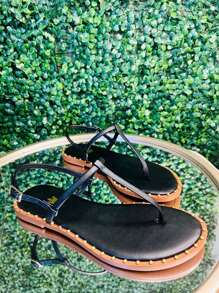 Women's Lightweight Comfortable Flat Sandal - Black - View 1