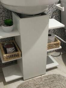 Gabinete de banheiro com 6 prateleiras mdf cor branca