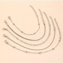 5-Piece Silver Bracelet Kit For Women With Delicate Heart - 銀色 - 查看 4