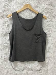 Cropped Sleeveless Vest - màu xám đen - Xem 1