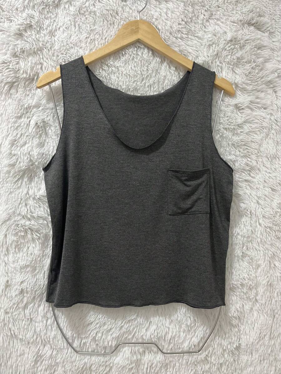 Cropped Sleeveless Vest - màu xám đen - Xem 1