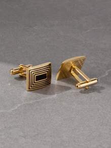 1 Pair Classic Black Enamel Gold/Silver Plated Cufflinks For Men