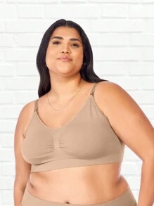 Plus Size Nursing Bra Without Pads For Postpartum Mother - Màu nâu Sô-cô-la - Xem 5