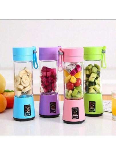 Mini liquidificador portátil 380ML Copo de suco recarregável USB com 6 lâminas de aço inoxidável