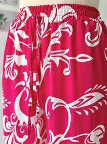 Wide-Leg Pants In Dune Fabric With Stretch Floral Print - 紫色 - 查看 4