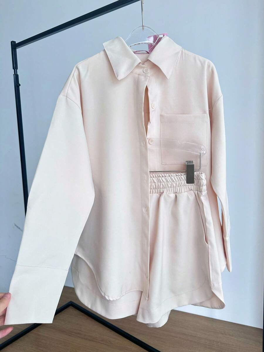 WOMEN'S SHIRT AND SHORTS SET SP013 - Beige - View 1