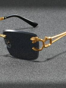 Ochelari de soare 1 buc pentru bărbați, fără ramă, retro, de înaltă calitate, versatil, stil stradal, pentru vacanță de vară la plajă, în aer liber, călătorii, înapoi la școală, aspect preppy la modă