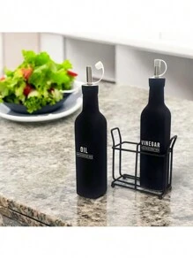 Manhattan Cruet Holder For Oil And Vinegar 300ml 2pc - 黑色 - 查看 2