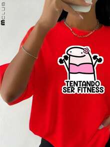 Women's T-Shirt Trying To Be Fitness Printed Cotton Tshirt Unisex Shirt - Đỏ - Xem 2