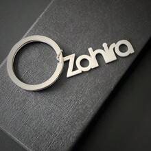 Customized Stainless Steel Key Chain With Personalized Nameplate, Casual Style, Key Ring, Perfect For Anniversary, Father's Day, Mother's Day Gifts - [silver] - View 3