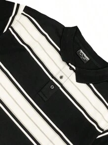 Mens West Coast Classic Striped Polo Shirt - 黑色 - 查看 4