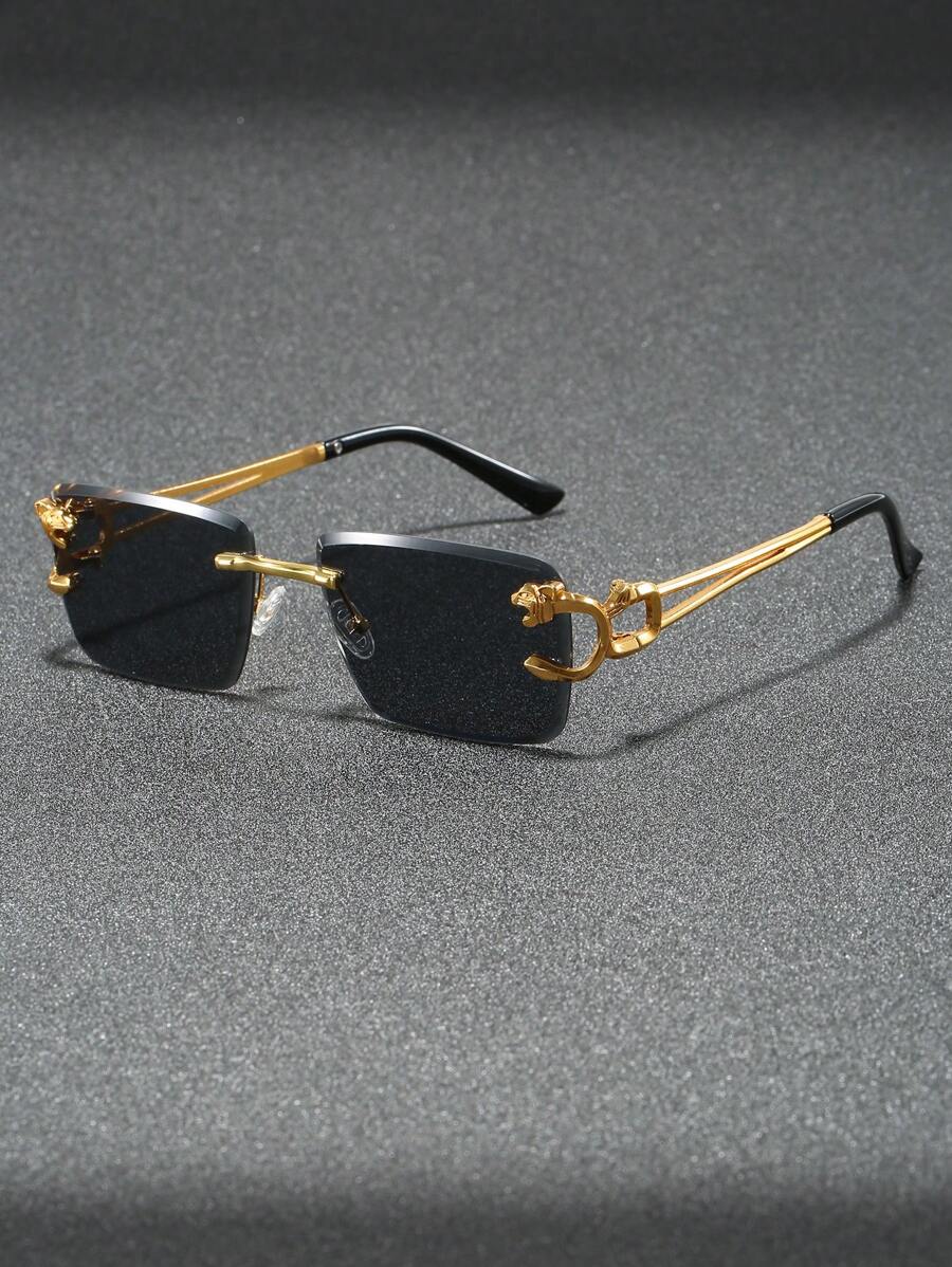 Ochelari de soare 1 buc pentru bărbați, fără ramă, retro, de înaltă calitate, versatil, stil stradal, pentru vacanță de vară la plajă, în aer liber, călătorii, înapoi la școală, aspect preppy la modă
